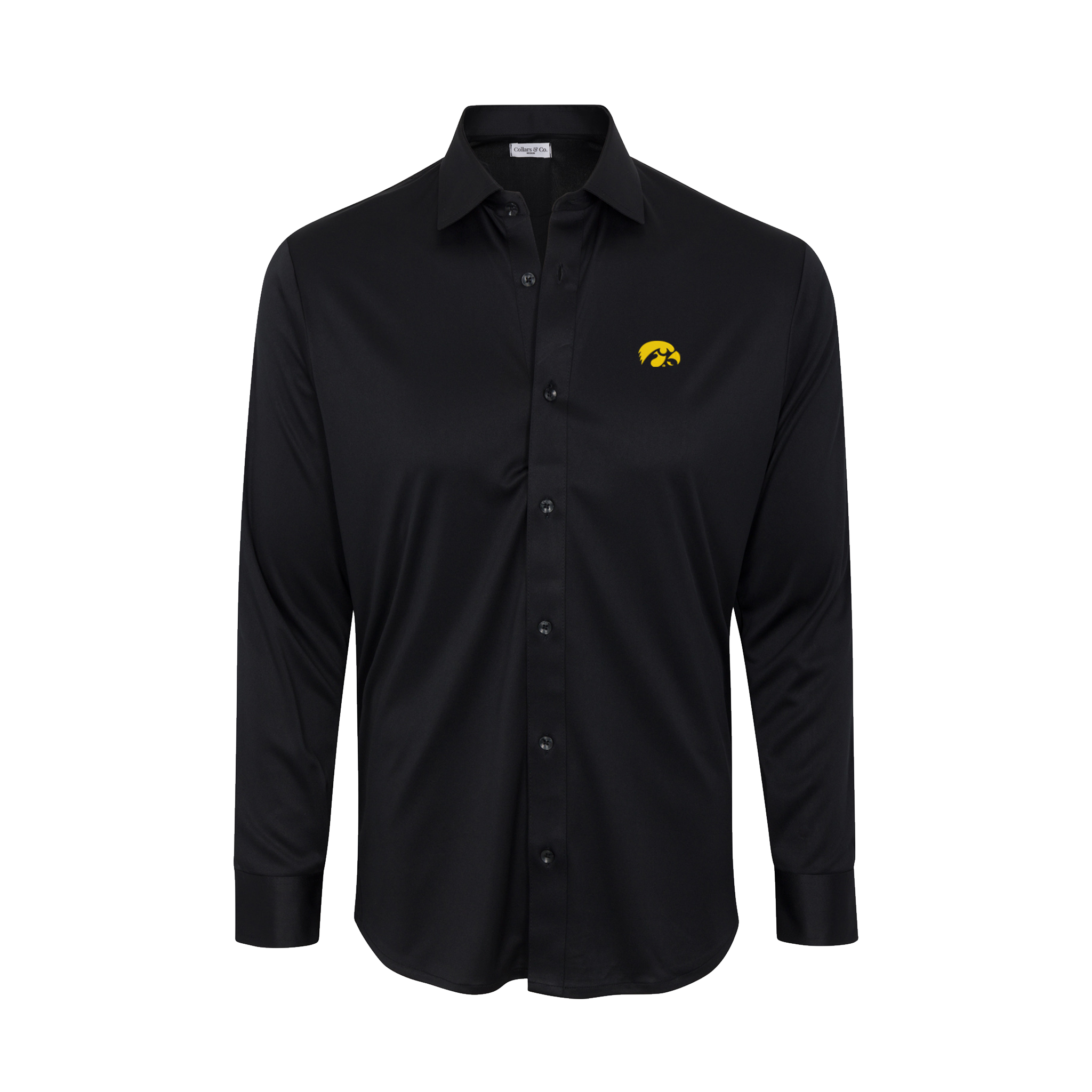 Iowa Quattro Flex Dress Shirt with Semi-Spread Collar Black