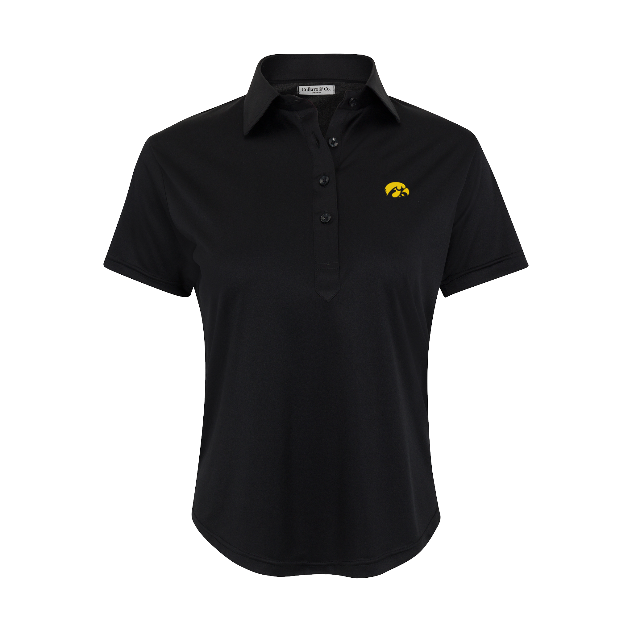 Iowa Women's Cap Sleeve Semi Spread Polo Black