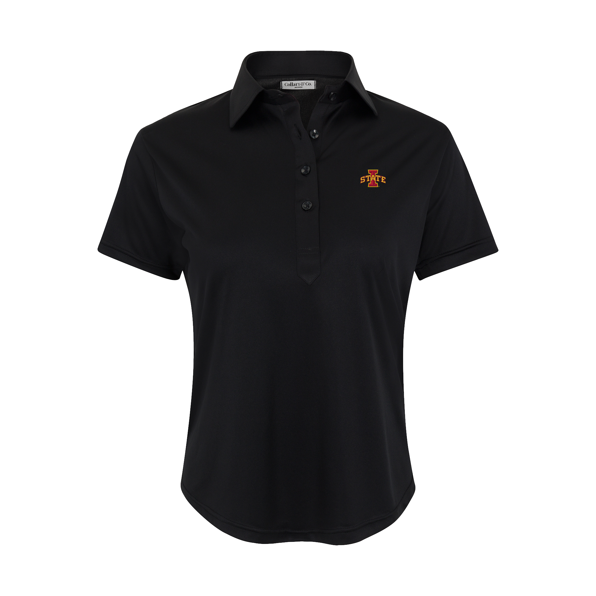 Iowa State Women's Cap Sleeve Semi Spread Polo Black